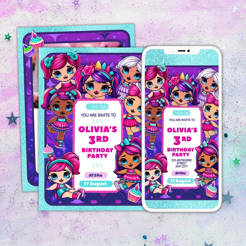 Lol Birthday Invitation Template Girl Birthday Party Digital Invite Lol Birthday Invitation Template Girl Birthday Party Digital Invite