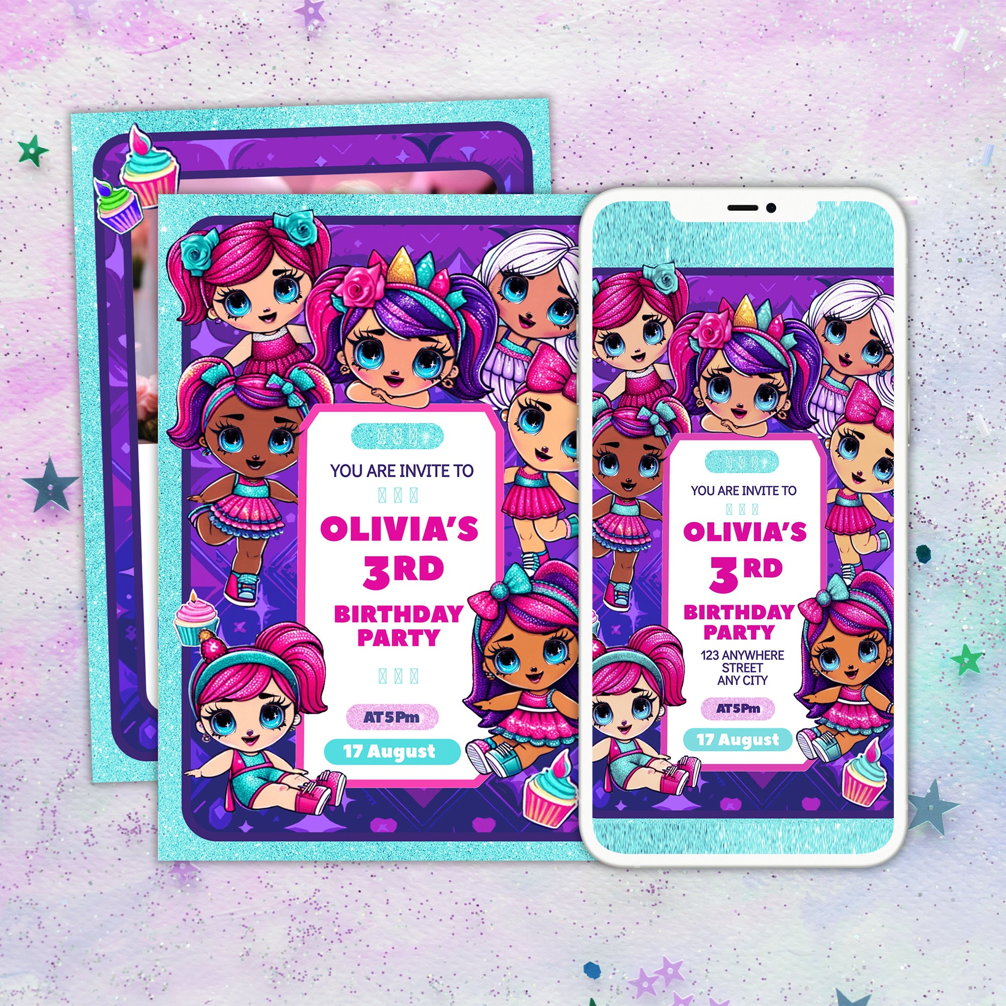 Lol Birthday Invitation Template Girl Birthday Party Digital Invite Lol Birthday Invitation Template Girl Birthday Party Digital Invite