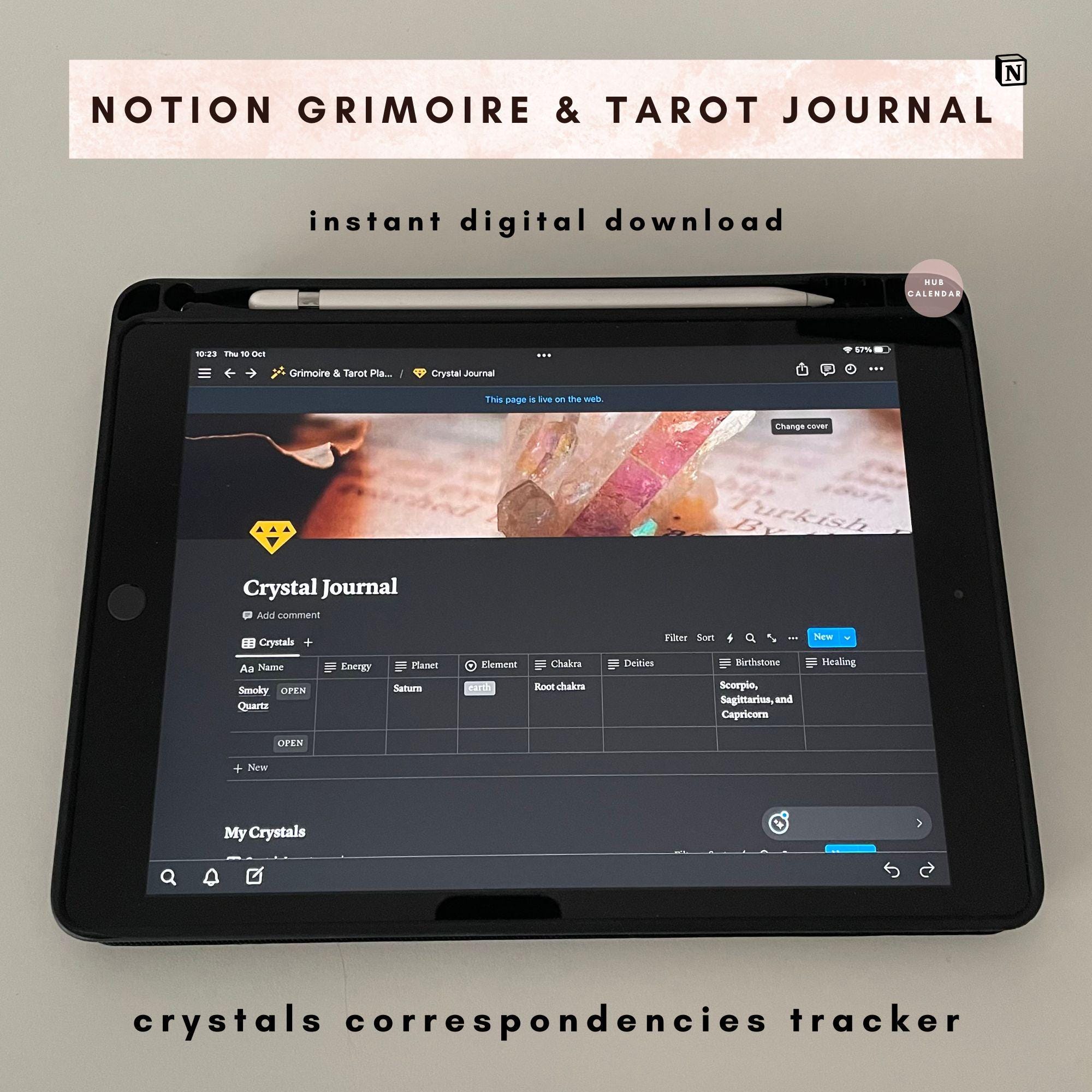 Notion Tarot Journal Template, Digital Tarot Planner, 2025 Witchy