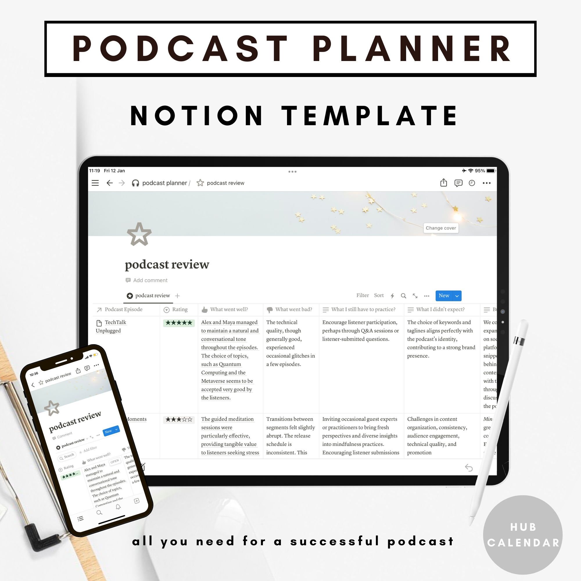 Notion Podcast Template Digital Podcast Planner Notion Content
