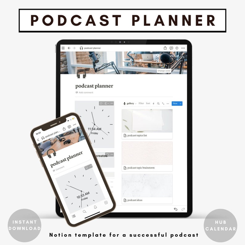 Notion Podcast Template Digital Podcast Planner Notion Content