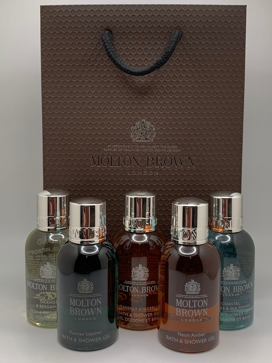 Molton Brown Men's Bath & Shower Gel Gift Set 5 X 50ml Bottles and Gift