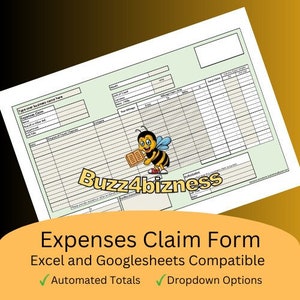 Expenses Claim Form (Green) - Excel Format (Google Sheet compatible) - Professional Accounting Form for Reimbursing Staff Costs, Travel etc.