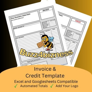 Sales Invoice & Credit Template (in Grey). Excel Format (Google Sheets compatible) - Professional Accounting Form for Customer Sales.