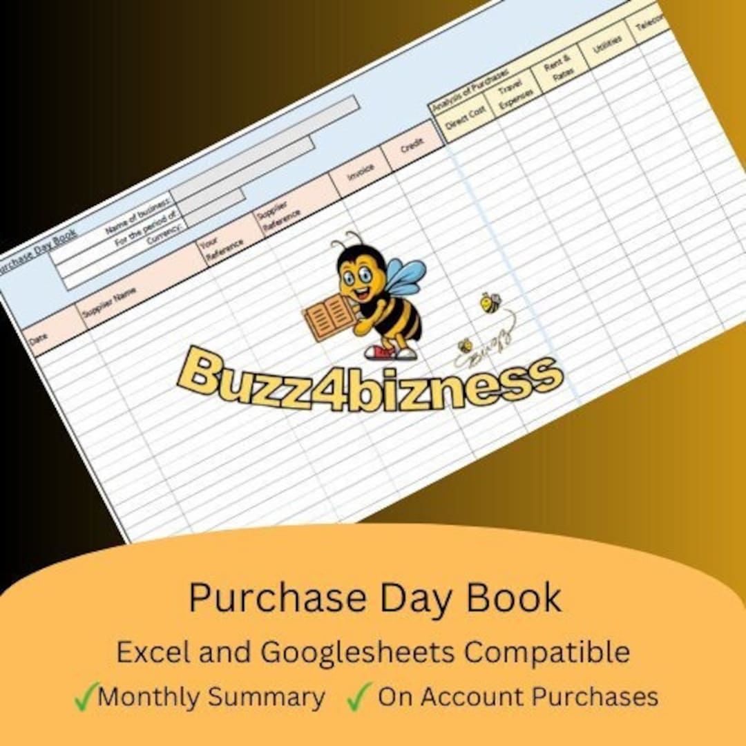 Purchase Day Book & Linked Expenditure Summary in Excel (+ Google ...