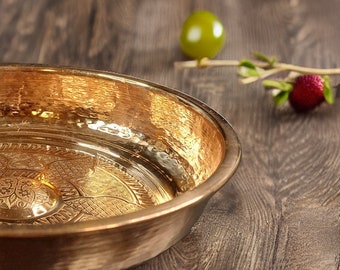 Handcrafted Authentic Copper Turkish Hammam Bath Bowl 7.9 inches Big Size Traditional Designer Object for Your Home