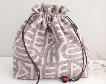 Large Linen Knitting Project Bag with Drawstring | Crochet Project Bag Organizer | Yarn Storage Bag | Handmade Gift for Knitters