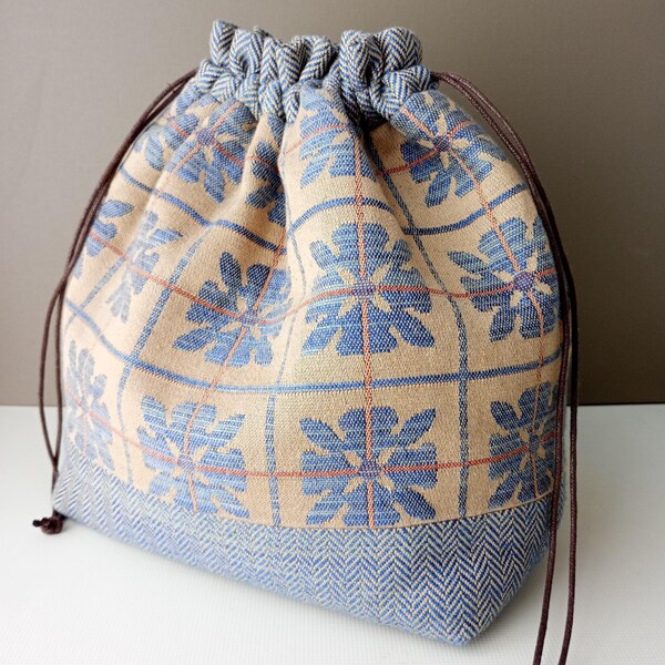 Drawstring project bag medium knitting project bag high end fabric birthday gift crochet project bag