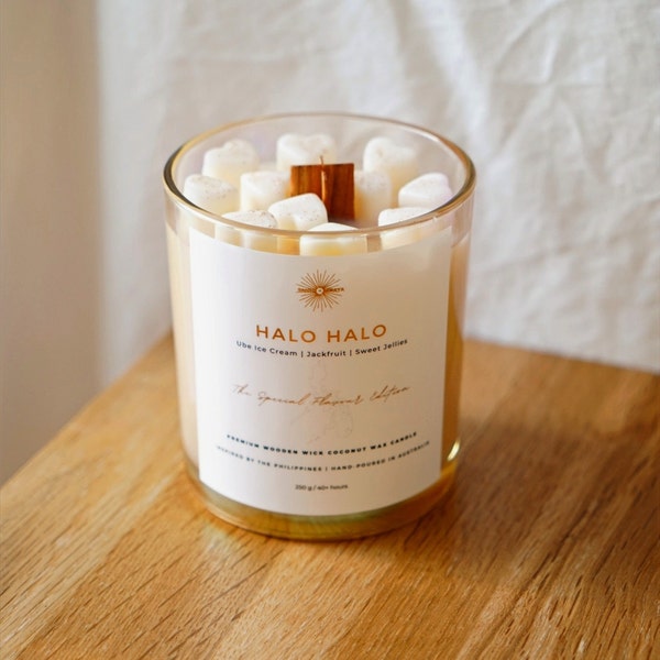 HALO HALO Premium Wooden Wick Coconut Wax Candle- The Flavour Collection