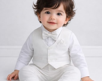 Completo per battesimo neonato, set da battesimo color avorio da 7 pezzi, completo con gilet per neonato per matrimonio, completo per occasioni speciali
