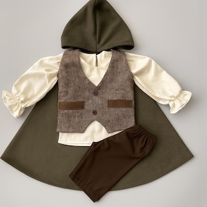 Handmade Renaissance Costume with Hooded Cloak: Medieval Outfit