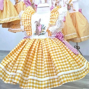 Vestido de conejito de Pascua para niña, vestido hinchado de conejo, vestido de Pascua para niña, traje para niños pequeños, vestido de 1er cumpleaños