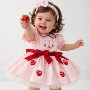 red first birthday dress First Birthday Outfit Girl Red And Gold 6 Months Short Sleeve