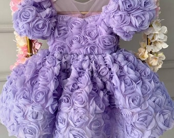 Abito da damigella d'onore color lavanda: abito da compleanno in tulle fatto a mano