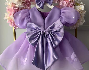 Lavender Organza Butterfly First Birthday Dress: Toddler 1st Birthday Party Outfit