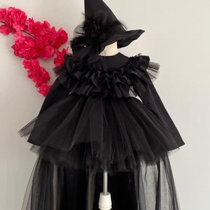 Kids Witch Costume, Girl Halloween Witch Dress, Toddler Girl Gothic Dress, Girl Halloween Clothes, Baby Halloween Costume, Black Girl Dress