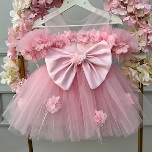 Pink Flower Girl Dress, First Birthday Dress, Tulle Flower Girl Dress, Girl Special Occasion Dress, Toddler Party Dress, Ball Gown Dress