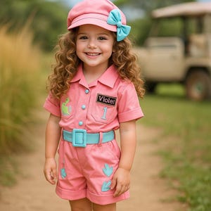 Personalized Safari Costumes for Girl, Halloween Baby Safari Outfit, Safari Birthday, Scout Party, Wild One Birthday, Baby Safari Jumpsuit