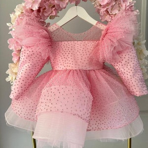 Pink Dress Birthday Party, Sparkle Flower Girl Dress, Tulle Flower Girl Dress, Baby Ball Gown Dress, Special Occasion Dress, Puffy Dress