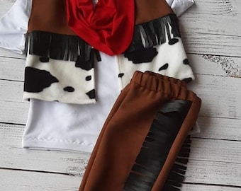 Handmade Organic Cotton Cowboy Costume: Western Outfit for Baby, Toddler