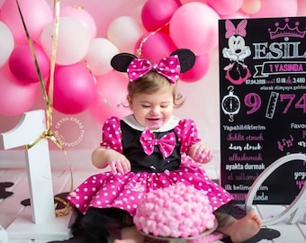 Pink Minnie Mouse Birthday Outfit,Pink Baby Tutu Dress,Baby Girl Dress,1stbirthday Costume,Photoshoot Costume