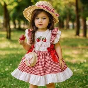 Halloween Strawberry Dress for Baby Girl, Berry First Birthday Outfit, Handmade Costume, Strawberry Costume, Personalized Girl Gift