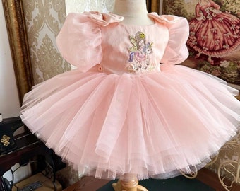 Baby Girl Powder Dress, First Birthday Dress, Powder Flower Girl Dress, For Special Occasion, Toddler Party Dress,Baby Tulle Dress