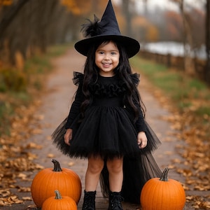 Handmade Black Tulle Witch Costume: Baby Girl Halloween Dress