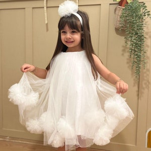 White Tutu Dress for Babies, White Dress for Girl Bride, 1st Birthday Dress, Wedding Dress for Baby Girl, Princess Dress, Baptism Dress