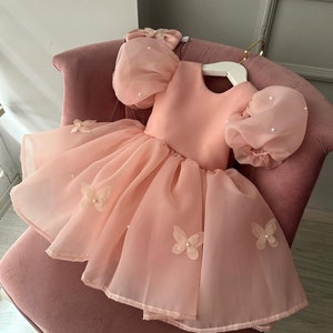 Baby Mädchen Schmetterlingspuderkleid, 1. Geburtstagskleid, Puderblumenmädchenkleid, für besondere Anlässe, Kleinkind-Partykleid Bild 1