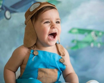 Personalized Aviator Costume: Handmade Organic Cotton Pilot Outfit