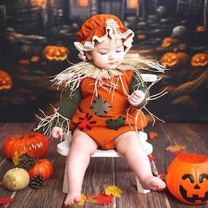 Toddler Scarecrow Costume: Baby Halloween Outfit, Fall Pumpkin Dress