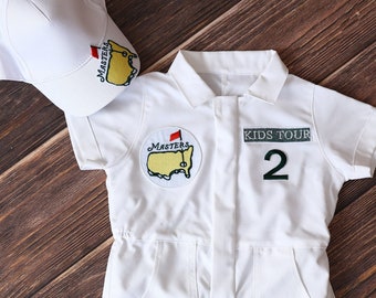 Personalized Kids Golf Uniform Kids Custom Name Golf Caddy Jumpsuit Outfit Costume, White Golf Toddler Golf Jumpsuit Birthday Outfit Uniform