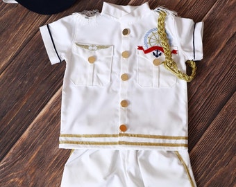Baby Boy Captain Costume: Personalized Pilot Suit, Halloween Outfit, Boy Birthday Costume