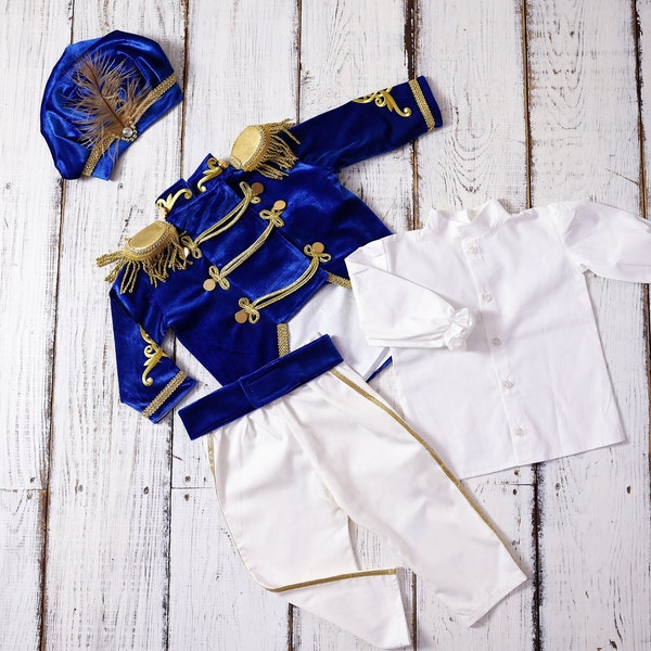 Déguisement prince bleu marine, tenue premier anniversaire garçon, soirée costumée, déguisement de roi pour bébé, tenue royale ; Costume de baptême pour tout-petit