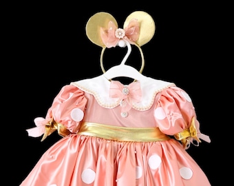 Pink Minnie Mouse Detailed Baby Girl Dress, Baby Girl Minnie Mouse Costume, Birthday Minnie Mouse Dress, Girl Pink Dress,Toddler Costume