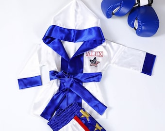 Personalized Boxing Costume for Kids, 1st Birthday Costume, Toddler Outfit, Newborn Photography-Boxing Robe-Baby Martial Arts