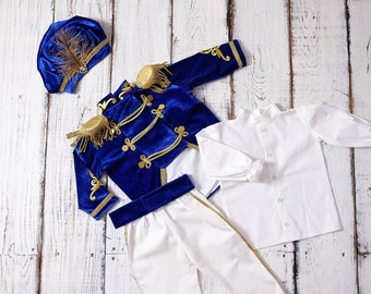 Déguisement prince bleu marine, tenue premier anniversaire garçon, soirée costumée, déguisement de roi pour bébé, tenue royale ; Costume de baptême pour tout-petit