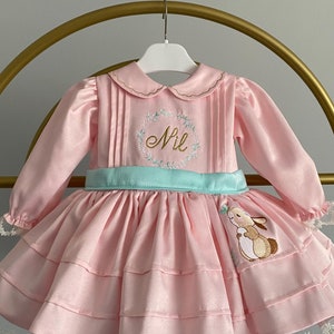 Vestido de Pascua personalizado para niñas, vestido de Pascua de conejito para niñas, vestido de Pascua de 1er cumpleaños para niñas, traje de Pascua para niños