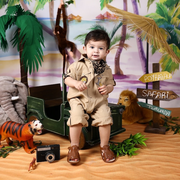 Personalized Safari Outfit for Kids, Toddler One Piece Off Road-Savana Costume, Baby 1st Birthday, Easter Theme, Halloween Outfit