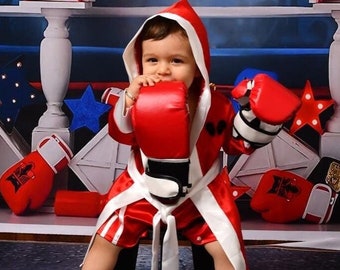 Personalized Baby Boxing Costume: Handmade Linen 1st Birthday Outfit