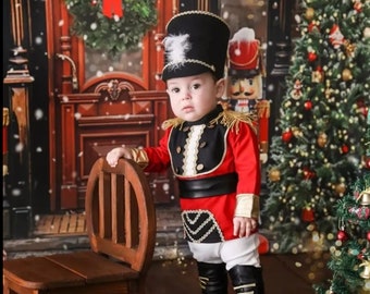 Nutcracker Boy Costume, Boy Tin Soldier Suit,English Soldier Costume,Photoshoot Toddler Outfit,Photography Props,1st Birthday Gift