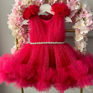 Vestido de tutú rosa para cumpleaños, vestido de fiesta para bebé, vestido de fiesta para bebé, vestido de primer cumpleaños para niña, vestido de tutú para boda, vestido para ocasiones especiales