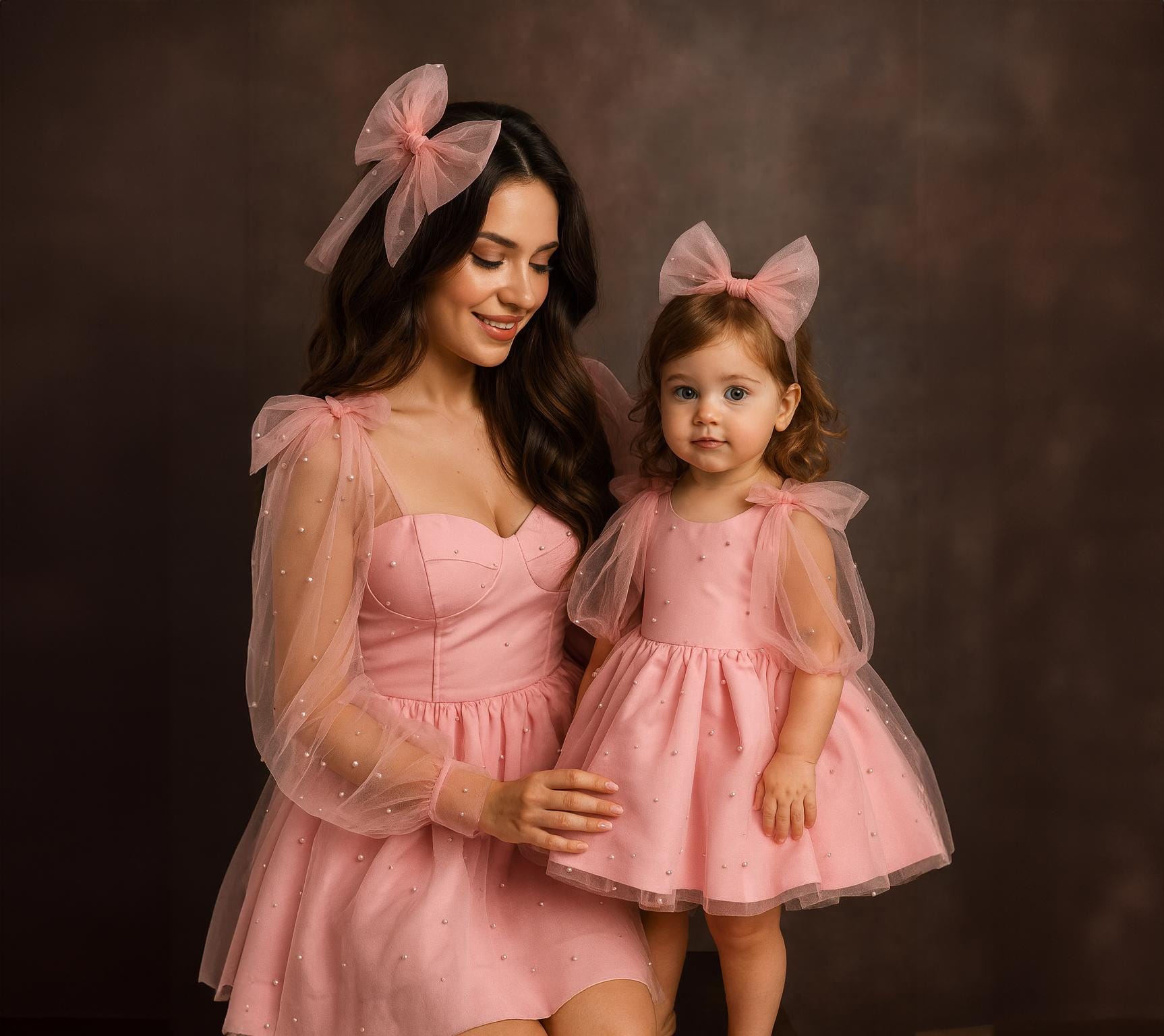 Pink Mom And Daughter Minnie Mouse Costumes Mommy And Me Dresses