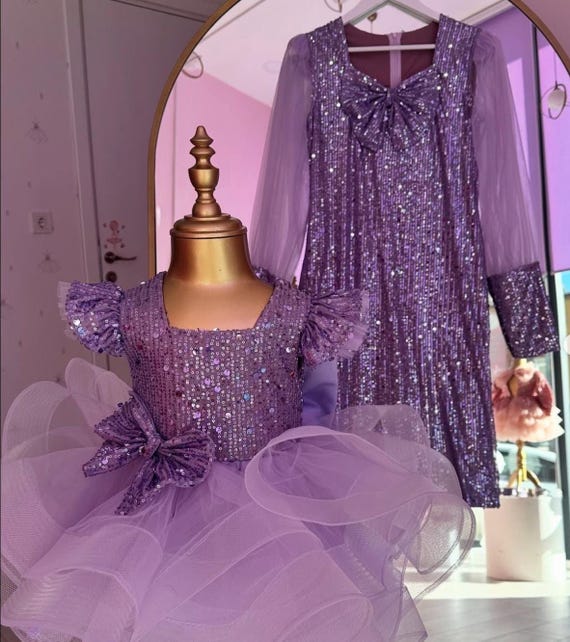 birthday dresses near me Ibtom Castle Toddler Girl Birthday Dress Floral Confetti Tulle Formal Wedding Party Long Sleeve Dresses for Cake Smash Photo Shoot 18-24 Months Purple