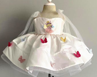 Pink Baby Butterfly Dress: Handmade Tulle Flower Girl Dress