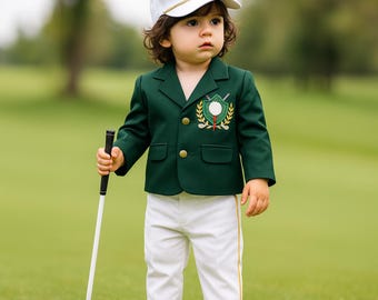 Disfraz de caddie de golf para bebé personalizado: Chaqueta verde bordada