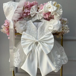 Baptism Lace Dress Set, Baptism Dress for Baby Girl, Lace Christening Dress, First Communion Dress, Christening Gown, Toddler Lace Dress