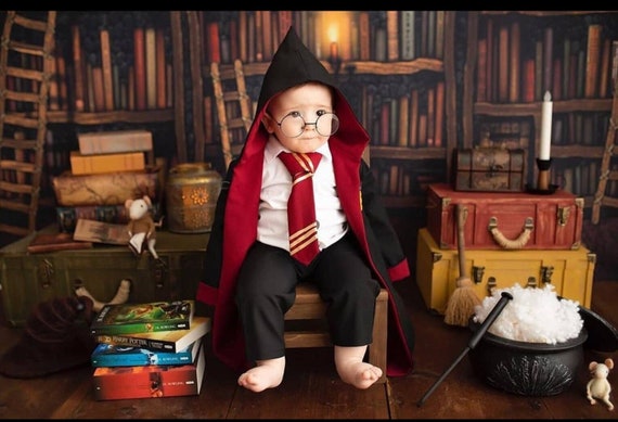 Halloween Harry Potter Costume, Hogwarts Robe for Baby, Wizard Cosplay, Kids Costume, Halloween Party