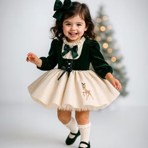 green velvet dress 12 18 months Ibtom Castle Toddler Baby Girls Velvet Tutu Dress Pageant Party Gown Kids Fall Winter Ruffle Long Sleeve Princess Christmas Birthday Party Wedding